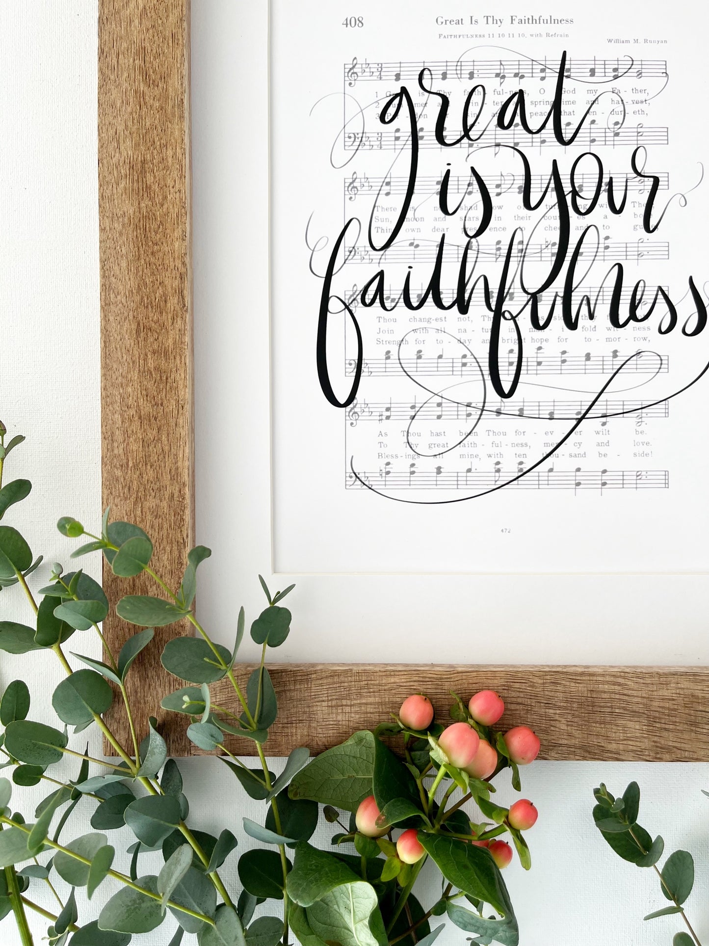 5x7, 8x10, 11x14 | Great is Your faithfulness | Calligraphy Print | Hymn Art | Music Print | Physical Print