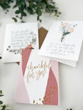 Cards and envelope | Floral  | blank inside | 3 Card Set | Psalm 91, Romans 8:24, Thankful for you