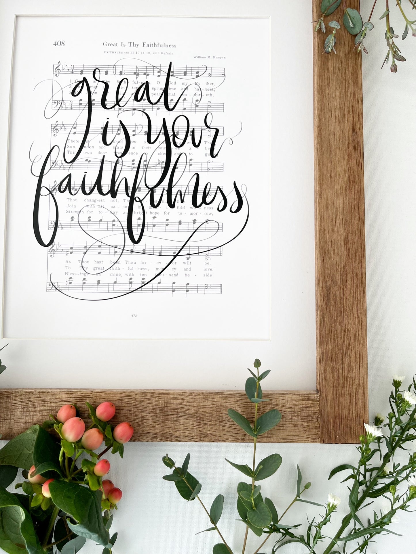 5x7, 8x10, 11x14 | Great is Your faithfulness | Calligraphy Print | Hymn Art | Music Print | Physical Print