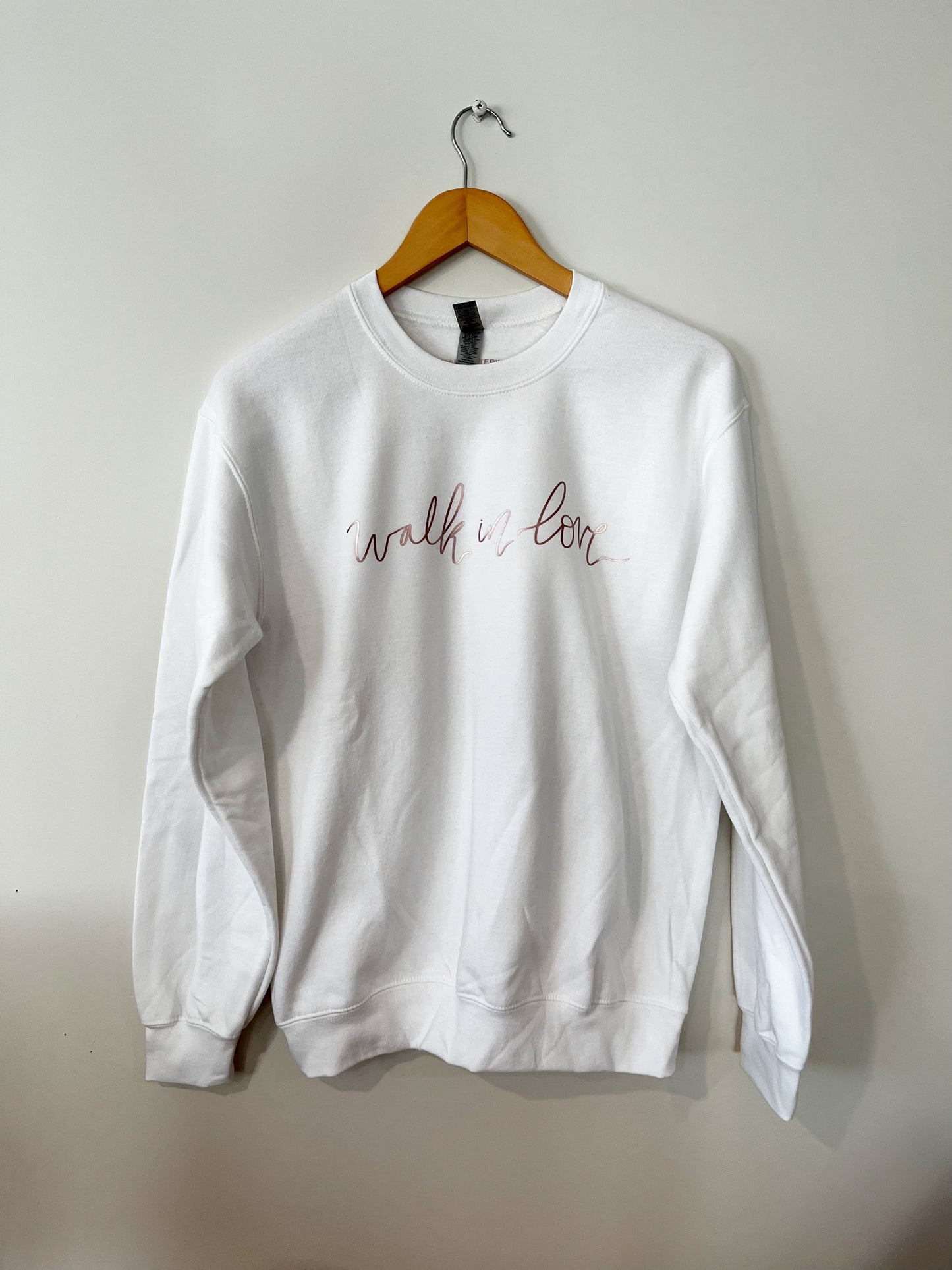 Crew neck sweatshirt | walk in love . size Small, medium, large