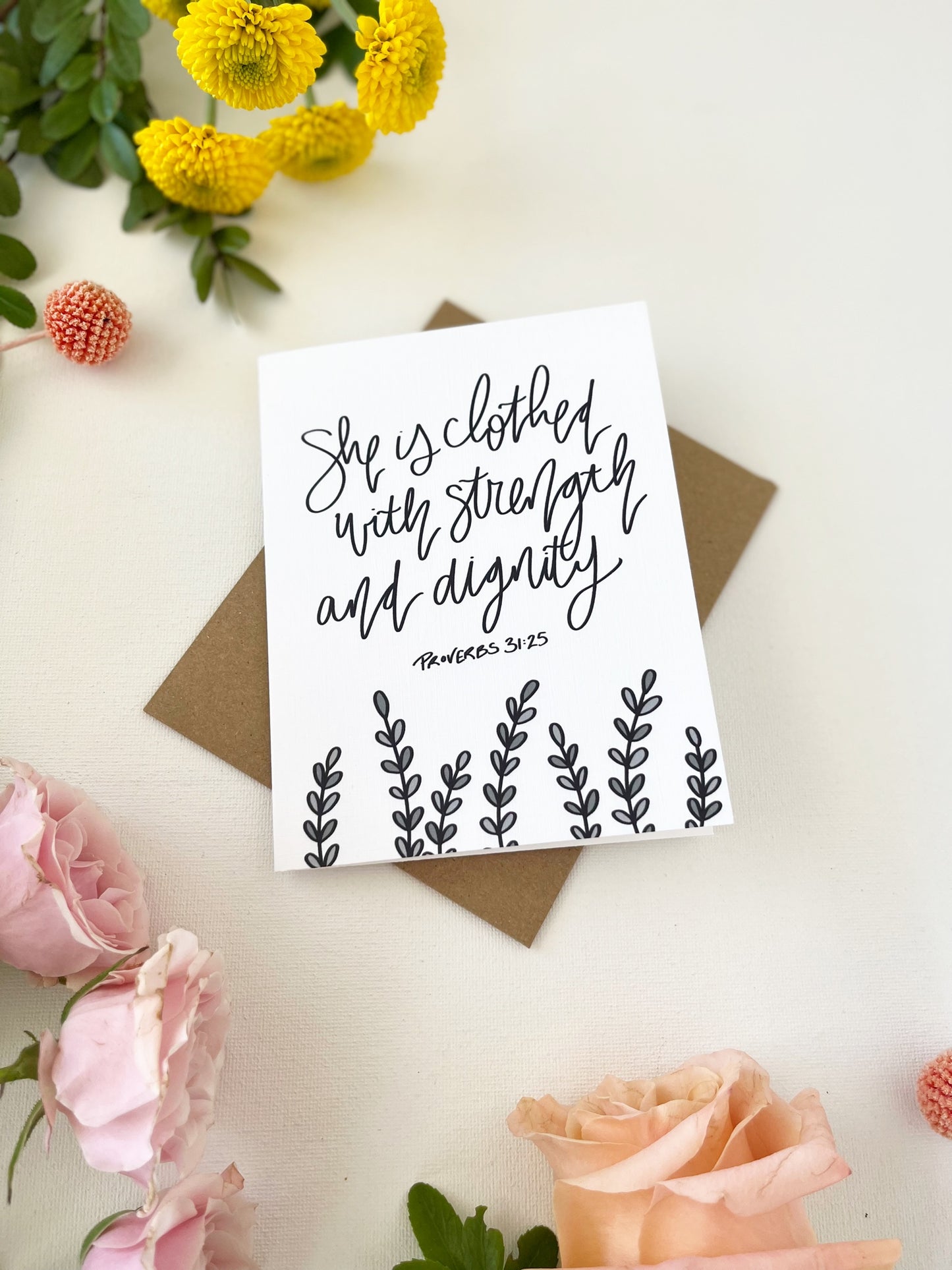 Cards and envelope | Floral  | She is clothed with strength and dignity