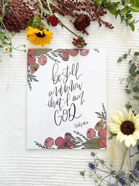 4x6, 5x7, 8x10, 11x14 | Physical Print | Psalm 46:10