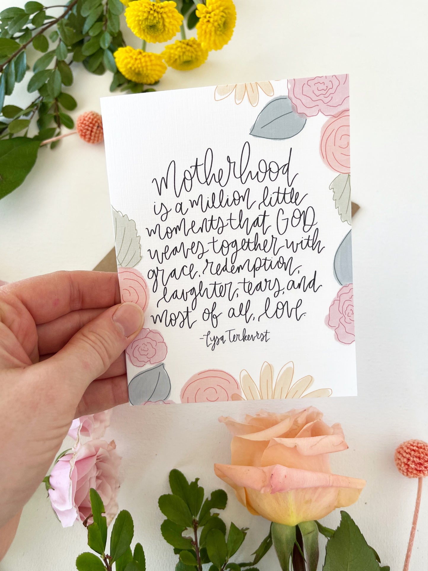 Cards and envelope | Floral  | Motherhood is a million little moments…