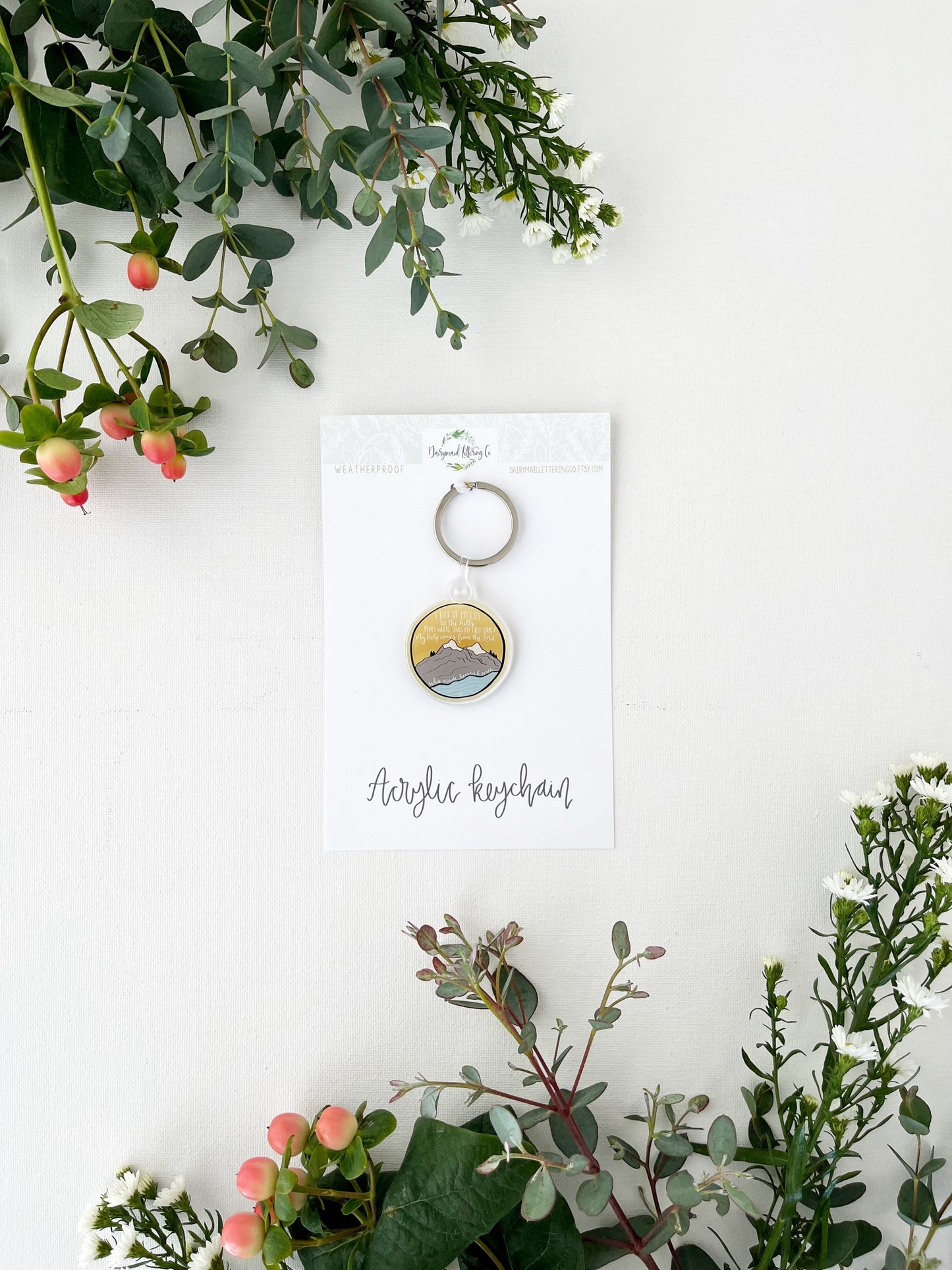 Keychain | ”I life up my eyes to the hills, from where does my help come? My help comes from the Lord who made heaven and earth