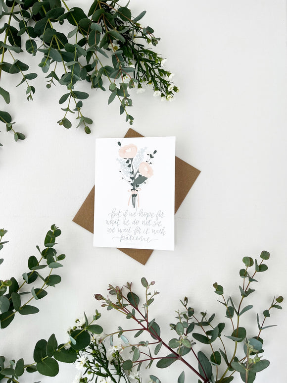 Cards and envelope | Floral  | blank inside | Romans 8:25